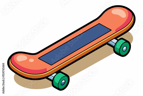 Orange and Green Skateboard with Two Wheels