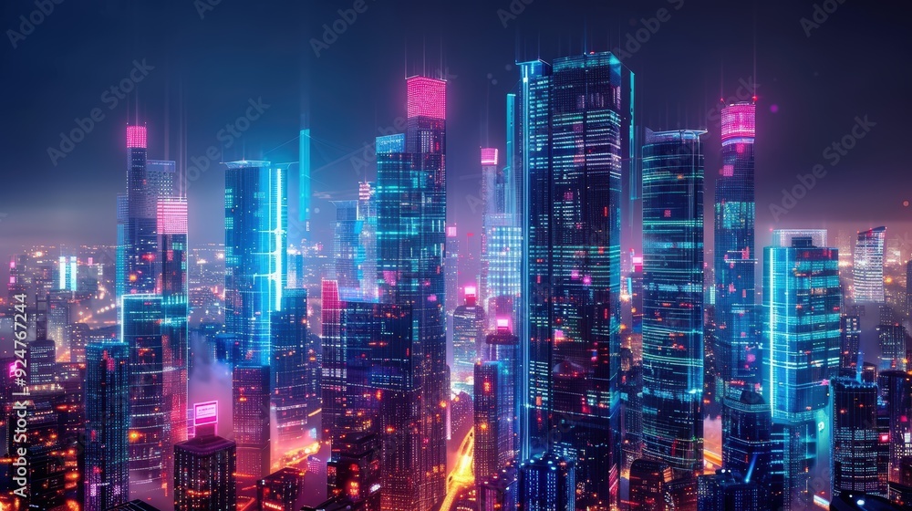 Futuristic Cityscape with Neon Lights Futuristic Cityscape with Neon Lights