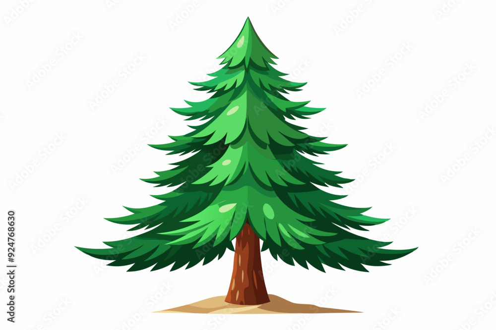 A Green Pine Tree Standing Tall on White Background A Green Pine Tree Standing Tall on White Background