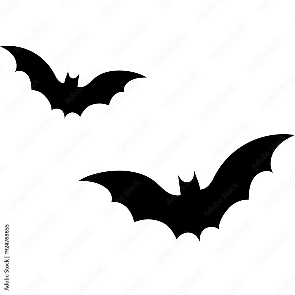 Fototapeta premium 2 bats flying silhouettes illustration