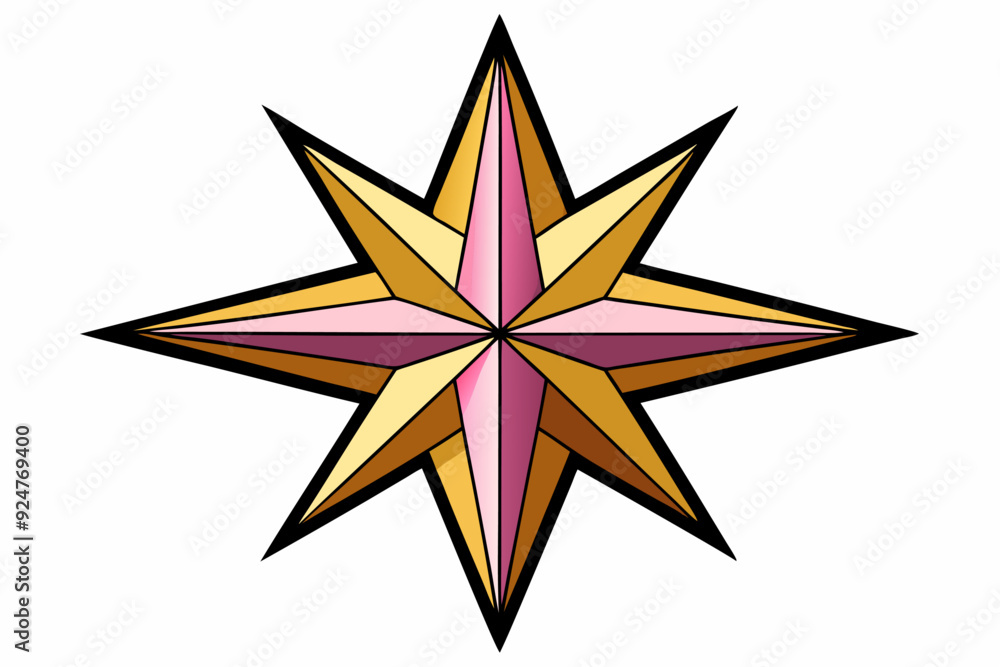 Obraz premium A Multi-Colored Eight-Pointed Star with a Black Outline