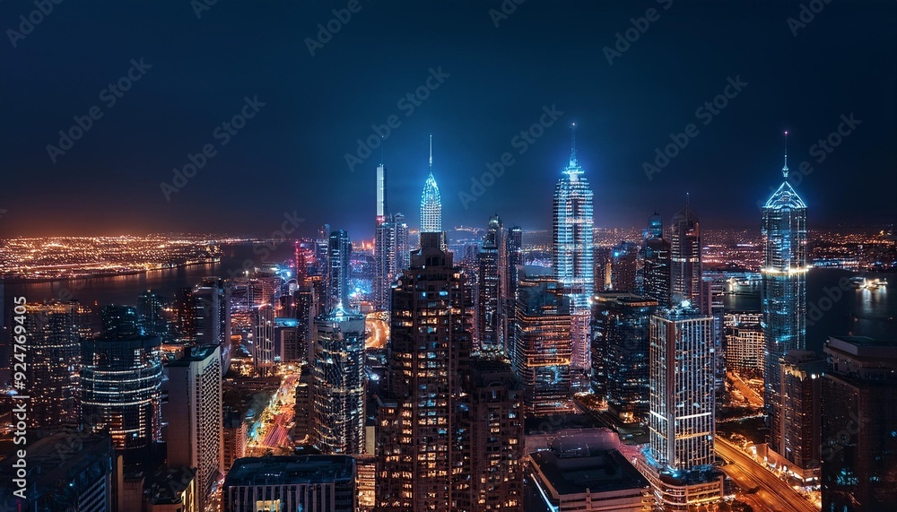 Fototapeta premium City night view with busy streets.