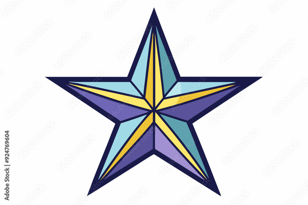 Multicolored Star with a Yellow Center and a Dark Blue Outline Multicolored Star with a Yellow Center and a Dark Blue Outline