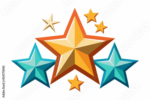 Five-pointed star with a cluster of stars around it