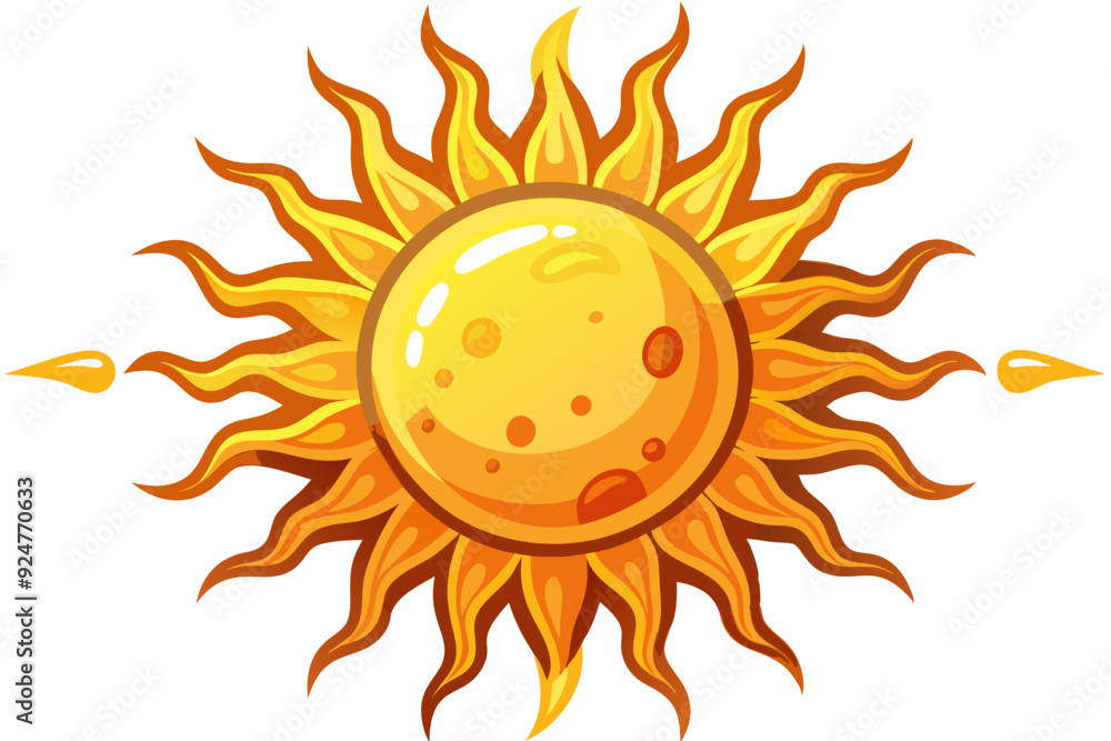 Cartoon Illustration of a Yellow Sun with Flames Cartoon Illustration of a Yellow Sun with Flames