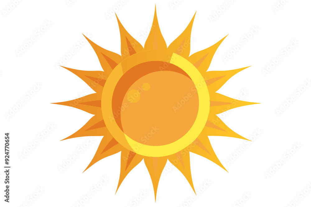 Cartoon depiction of a bright yellow sun with sharp rays Cartoon depiction of a bright yellow sun with sharp rays