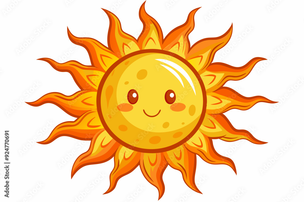 Cartoon Sun with a Smiling Face and Orange Rays Cartoon Sun with a Smiling Face and Orange Rays