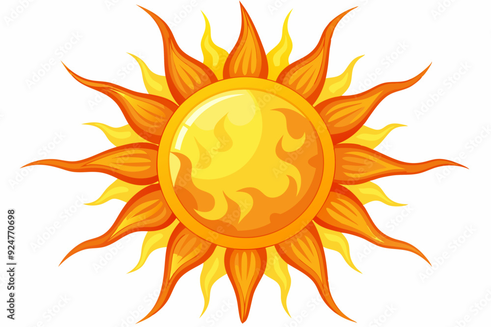 Cartoon Sun with Flamy Orange Rays Cartoon Sun with Flamy Orange Rays