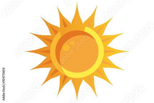 Cartoon depiction of a bright yellow sun with sharp rays