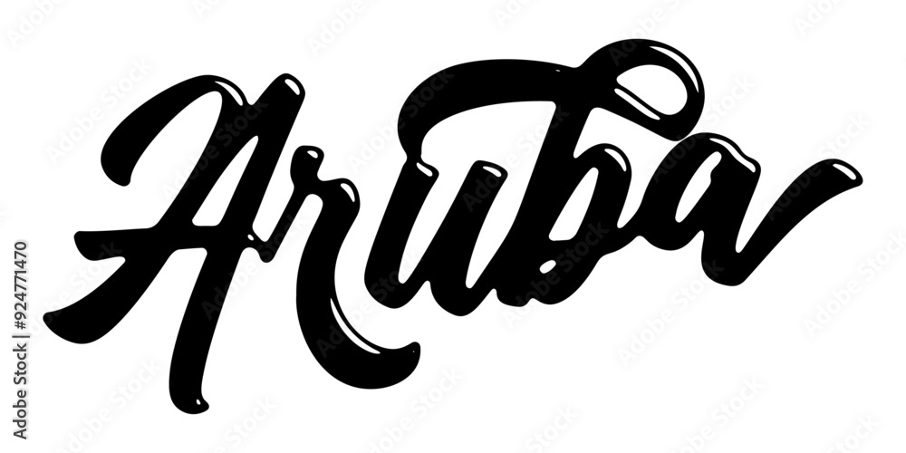 Aruba country name written in street art-style liquid brush script lettering Aruba country name written in street art-style liquid brush script lettering