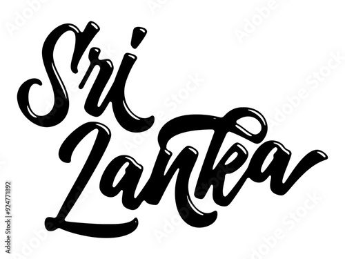 Sri Lanka country name written in street art-style liquid brush script lettering