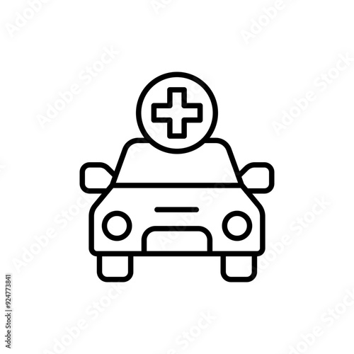 Car insurance outline icons, minimalist vector illustration ,simple transparent graphic element .Isolated on white background