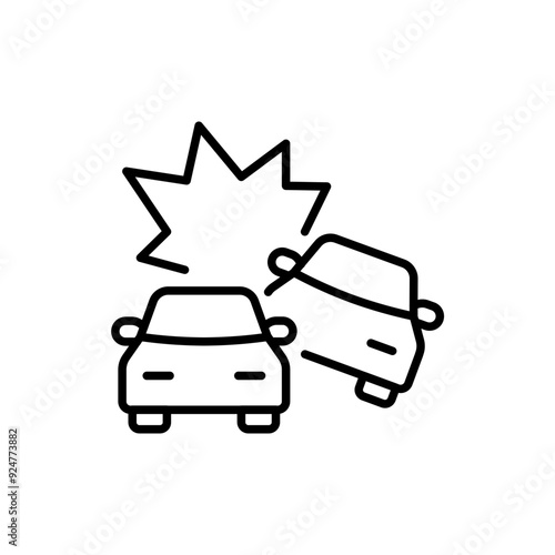 Car accident outline icons, minimalist vector illustration ,simple transparent graphic element .Isolated on white background
