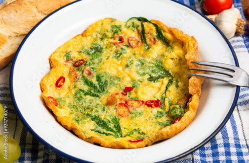 Obraz na płótnie Egg omelet with marijuana leafs on a plate w salonie