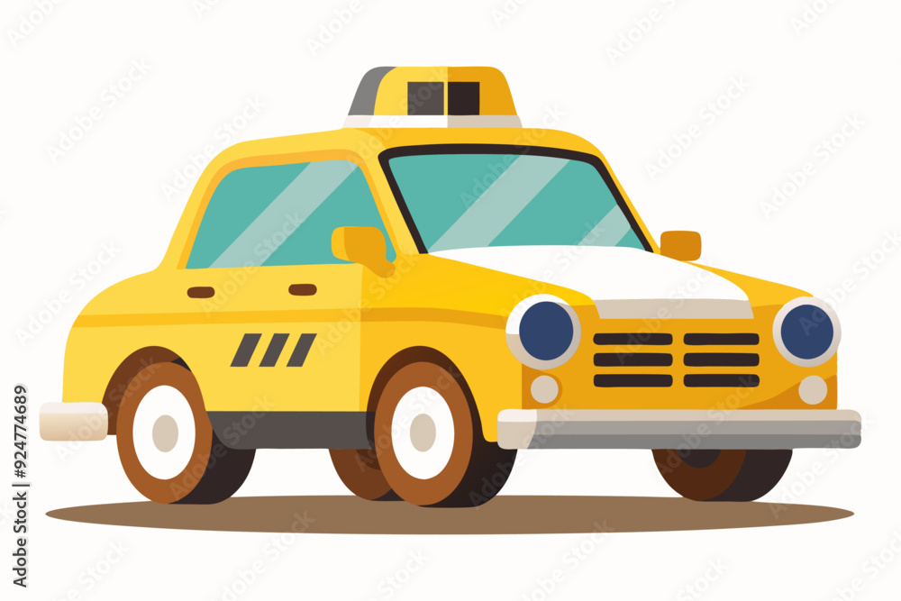 Yellow Taxi Cab with Checkered Roof Light Yellow Taxi Cab with Checkered Roof Light