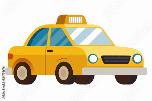 Yellow Taxi Cab with Checkered Roof and Light
