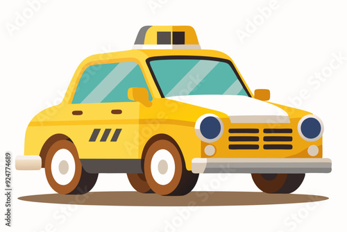 Yellow Taxi Cab with Checkered Roof Light