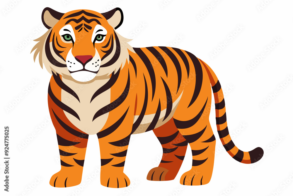 Naklejka premium A Standing Tiger with Orange and Black Stripes