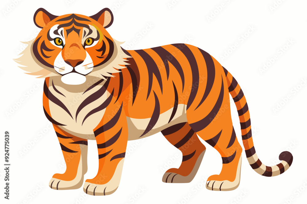 Obraz premium A Standing Orange and Black Striped Tiger