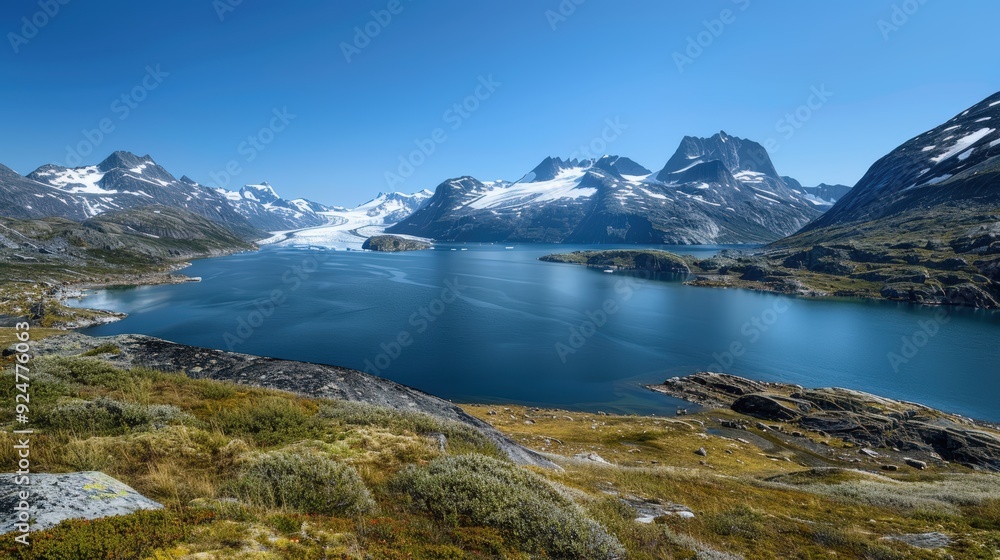 Majestic Fjord Landscape with Snow-Capped Mountains