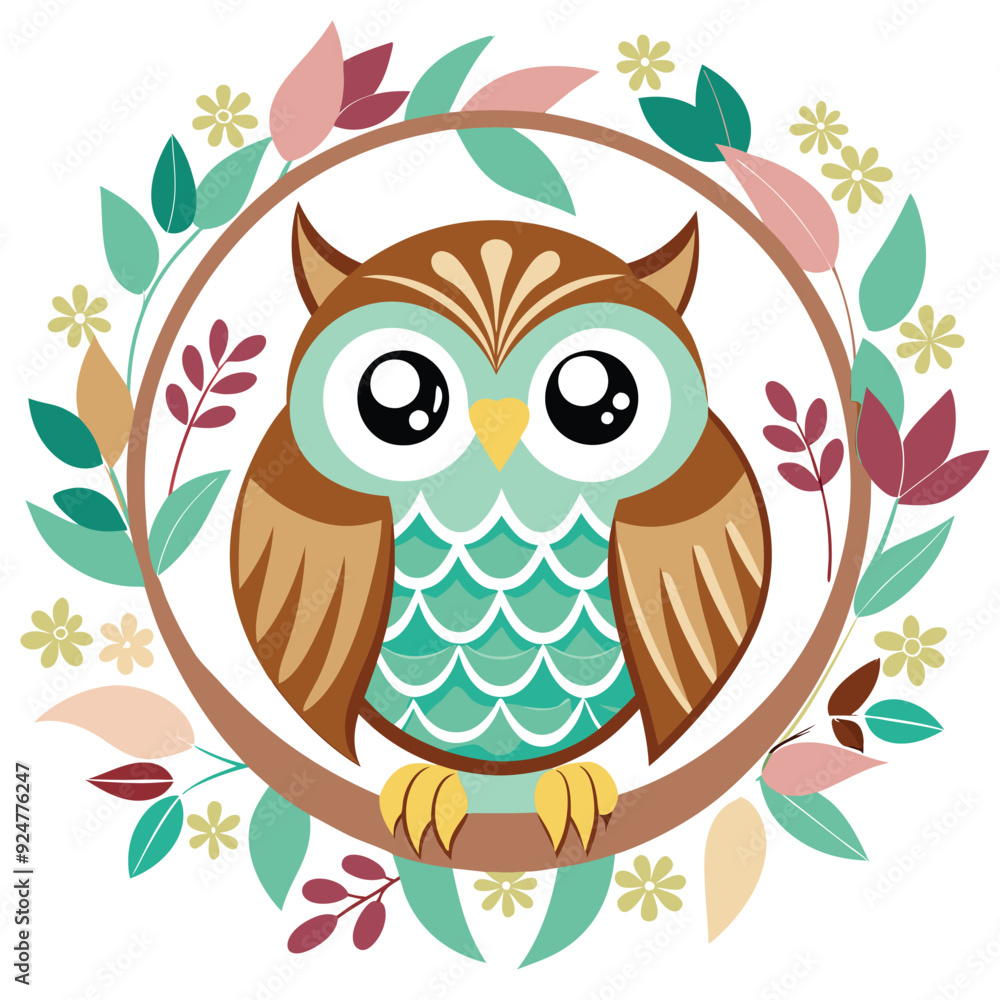 Obraz premium owl cute monogram
