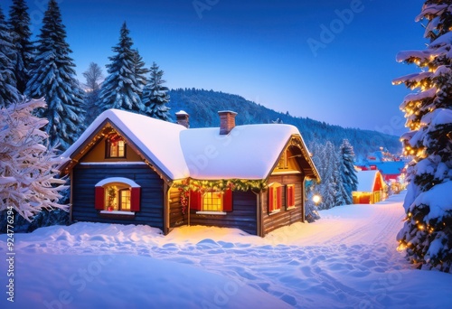 Wallpaper Mural cheerful winter scenery adorned shimmering snowy twinkling vibrant holiday decor, lights, festive, illumination, landscape, decoration, colors, twinkle Torontodigital.ca