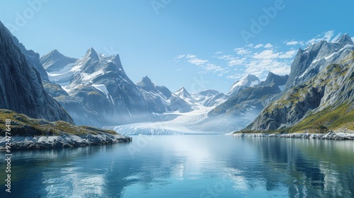 Stunning View of Majestic Mountains Reflecting in a Tranquil Fjord