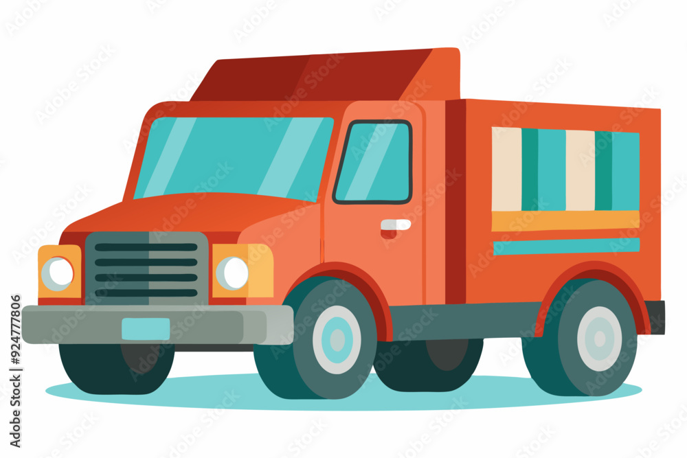 Orange Delivery Truck with Striped Sides Orange Delivery Truck with Striped Sides
