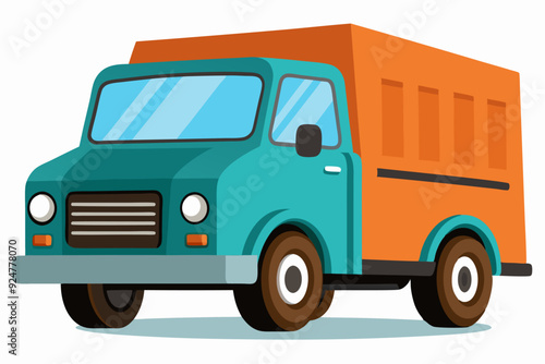 Wallpaper Mural Vintage teal and orange delivery truck with a white background Torontodigital.ca