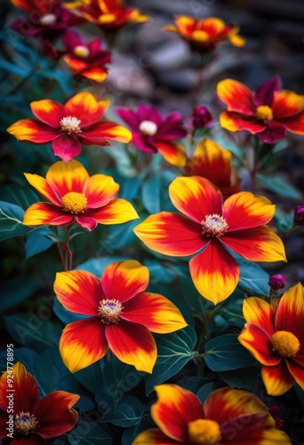 Wallpaper Mural vibrant floral display showcasing colorful blooms textured backdrop natural elements, arrangement, artwork, artisan, beauty, botanical, cheerful, closeup Torontodigital.ca