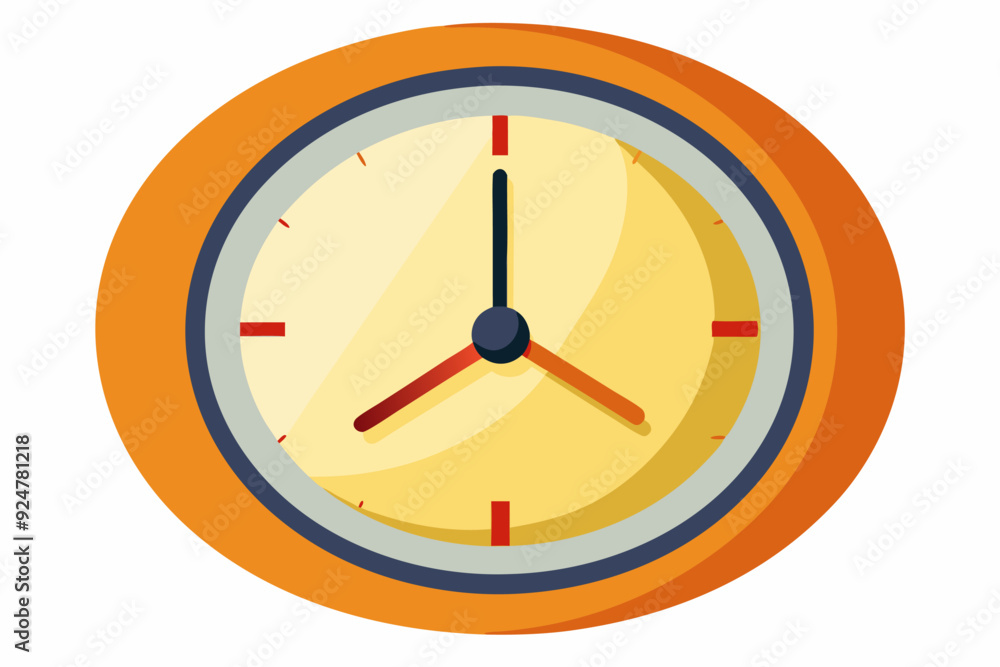 Round Clock with Orange Bezel and Red Hour Hand Round Clock with Orange Bezel and Red Hour Hand