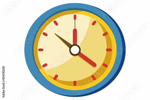 Free Download Cartoon Clock Face with Blue and Yellow Frame - GFXLoad