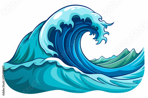 A large blue wave crashing on the ocean surface