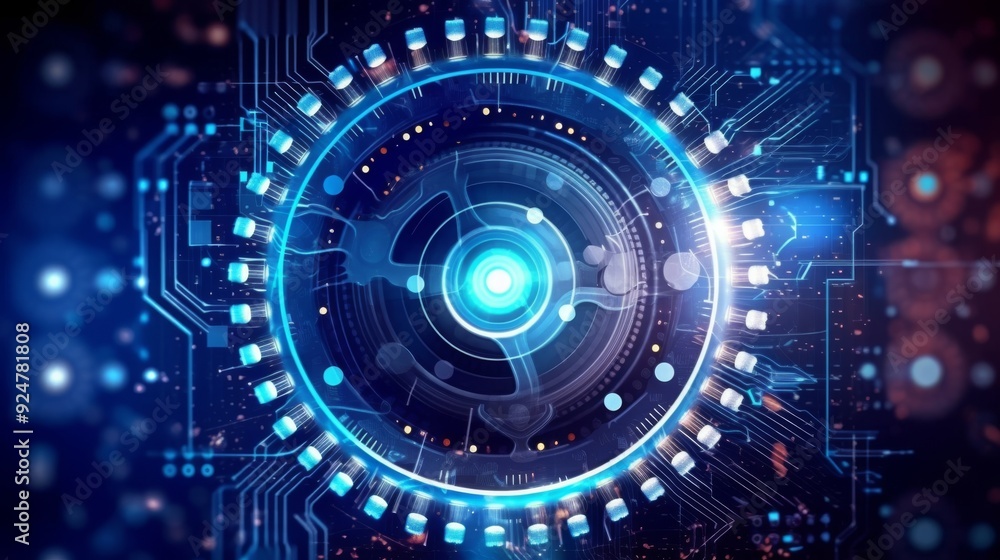 A blue circle with a bright blue center surrounded by a blue background A blue circle with a bright blue center surrounded by a blue background