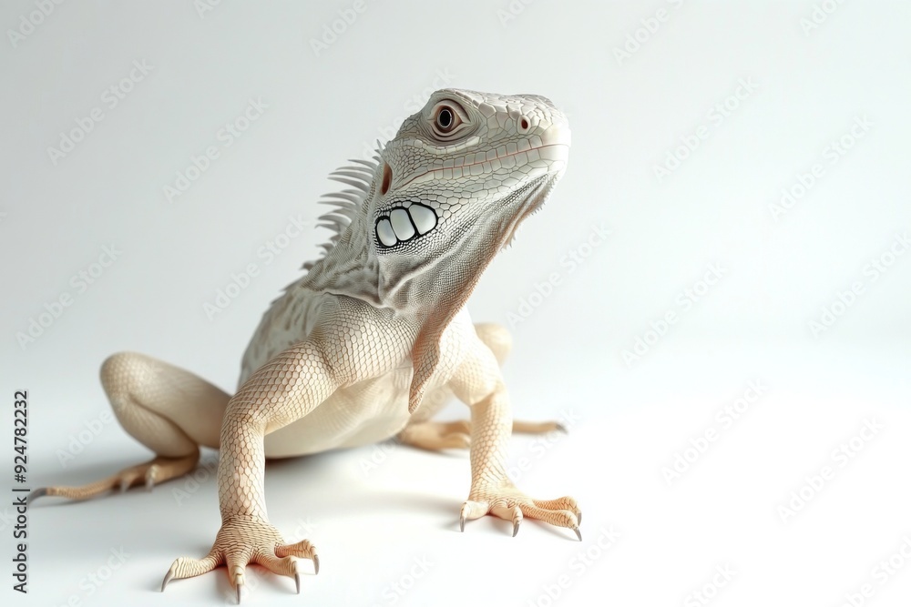 Fototapeta premium Adorable Iguana Portrait on White: A Conceptual Celebration of Pet Exoticism and Natural Beauty, single element, single object, material, vector material, illustration
