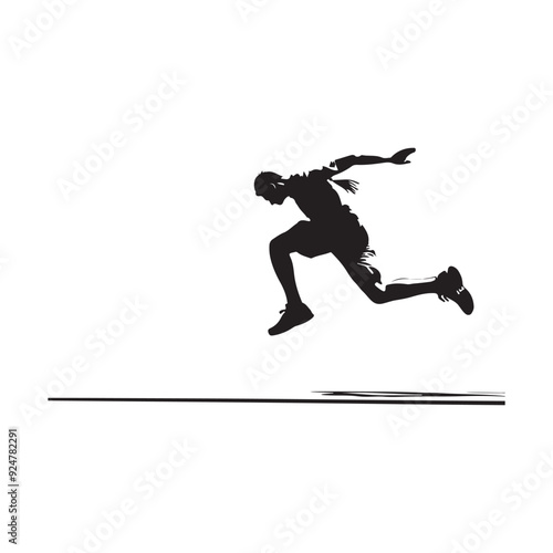 Running Jump Silhouette Man stock image vector. Silhouette of a man jumping. 