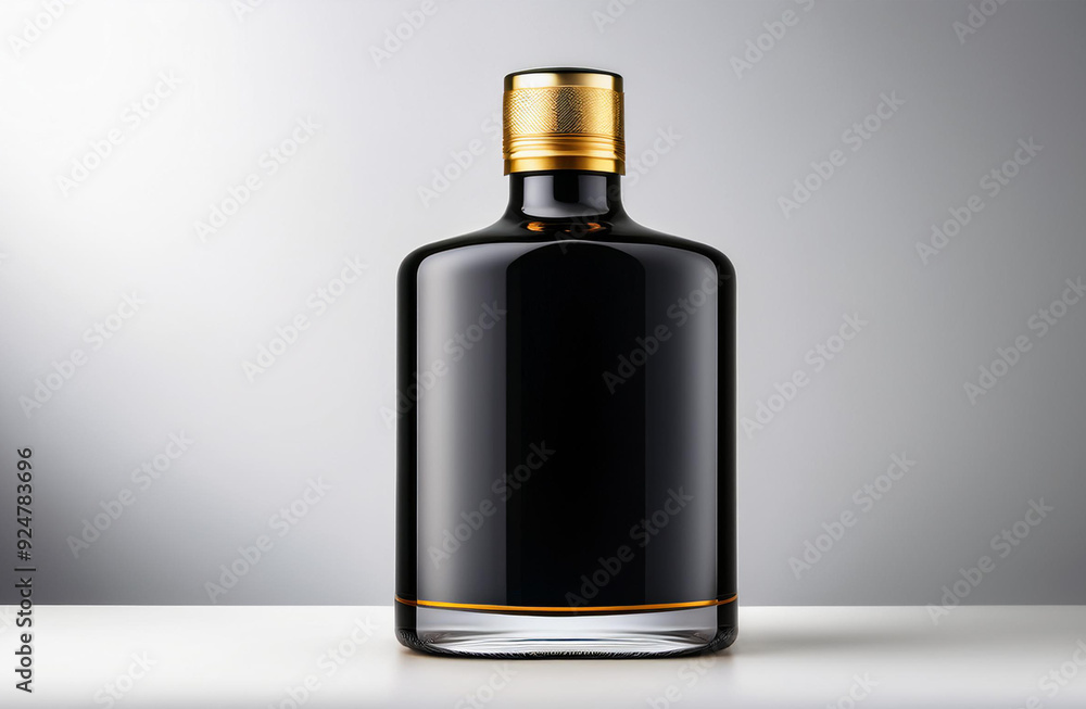 Sleek Black Matte Bottle with Gold Cap Sleek Black Matte Bottle with Gold Cap