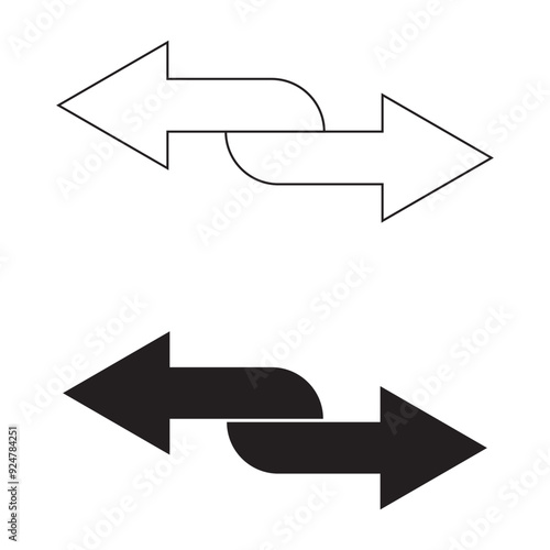 double reverse arrow, replace icon, exchange linear sign, vector illustration on white background. design eps 10