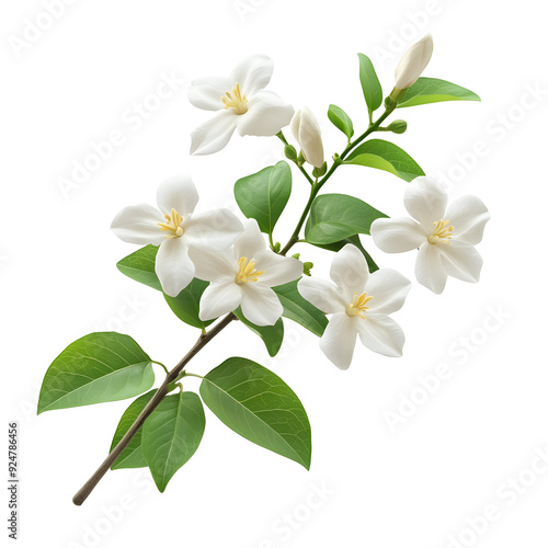 Photography of Beautiful White Thai Jasmine Flowers Blooming on Plant Branch