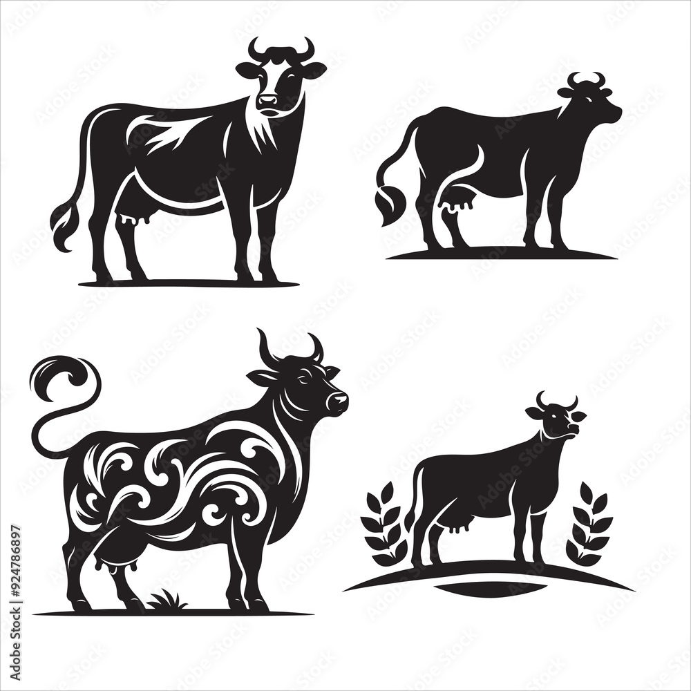 Fototapeta premium cow silhouette Vector Illustration
