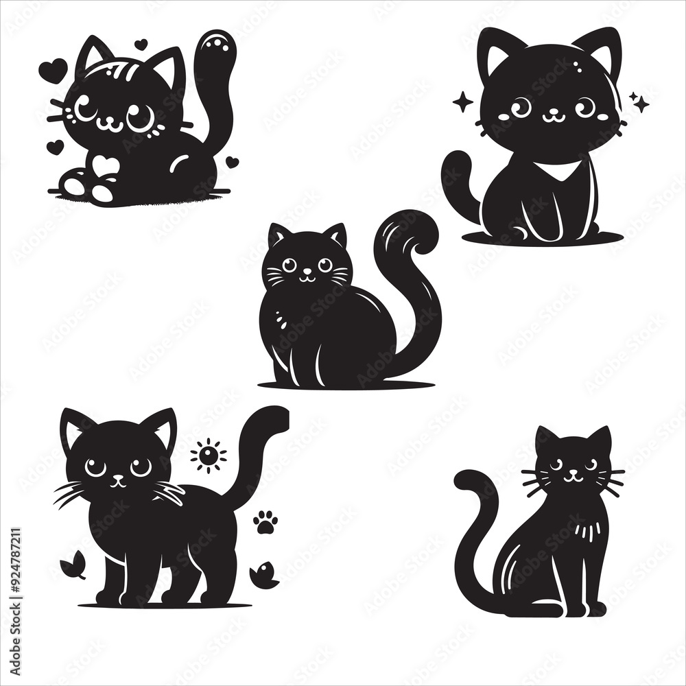 Obraz premium Cat silhouette Vector Illustration