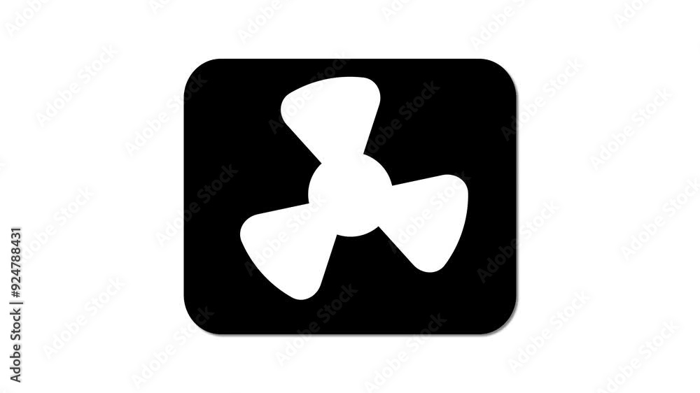 Fan icon animation on white background. Spinning or rotating fan icon. Wing speeding up animation. Fan icon animation on white background. Spinning or rotating fan icon. Wing speeding up animation.