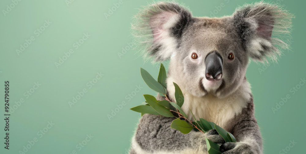 Obraz premium Delighted Koala With Eucalyptus Branch