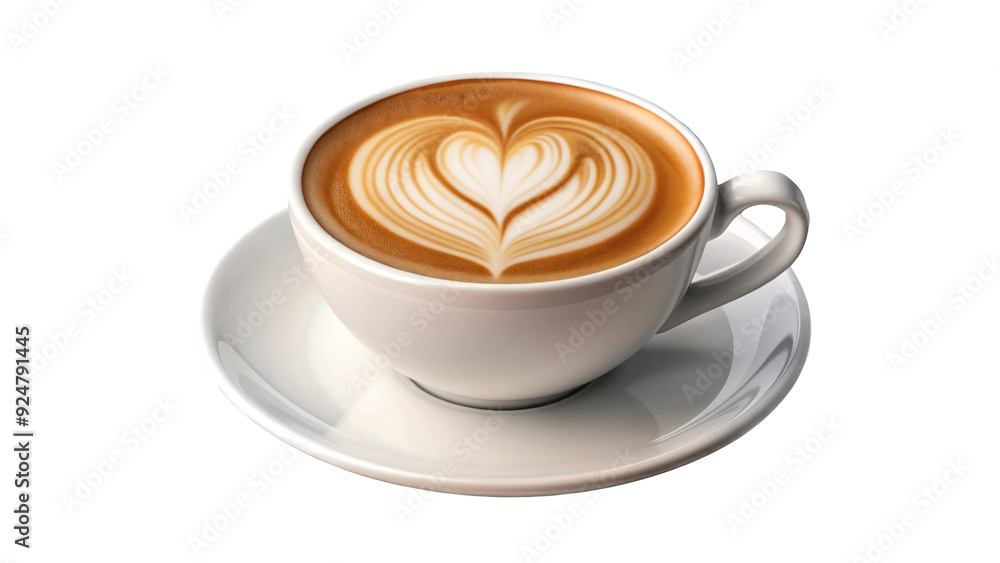 Cappuccino with Heart-Shaped Latte Art: Isolated on Transparent Background Cappuccino with Heart-Shaped Latte Art: Isolated on Transparent Background