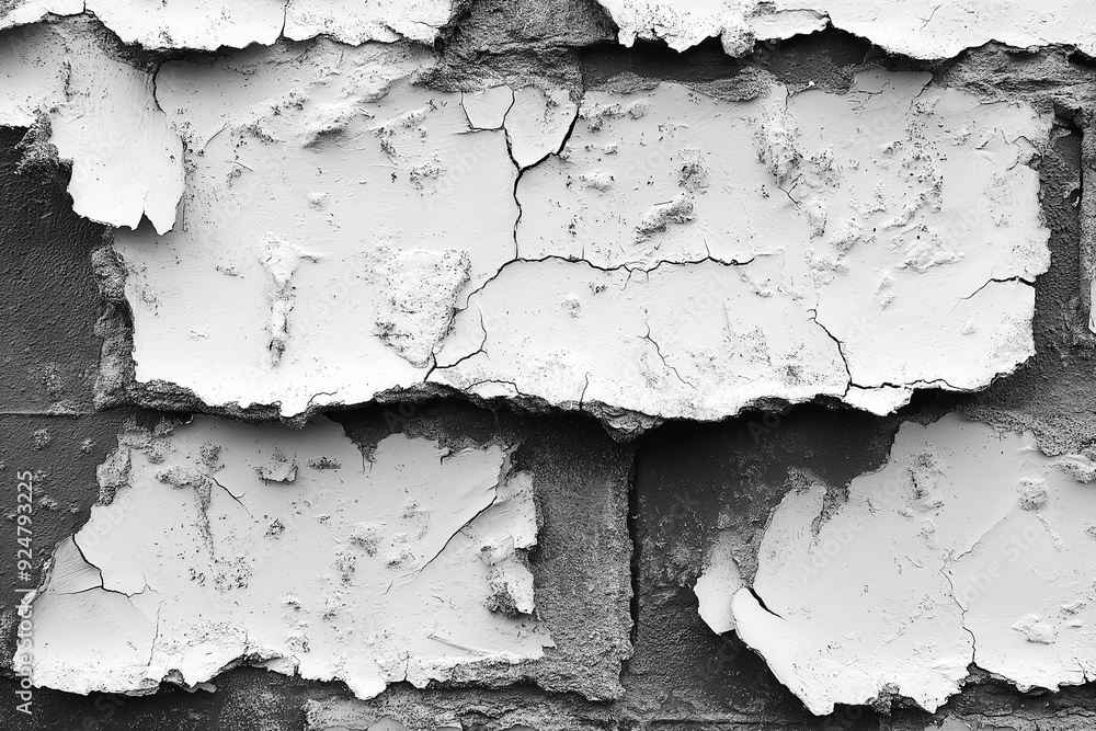 Fototapeta premium An abstract grunge texture featuring a cracked and weathered white and grey surface.