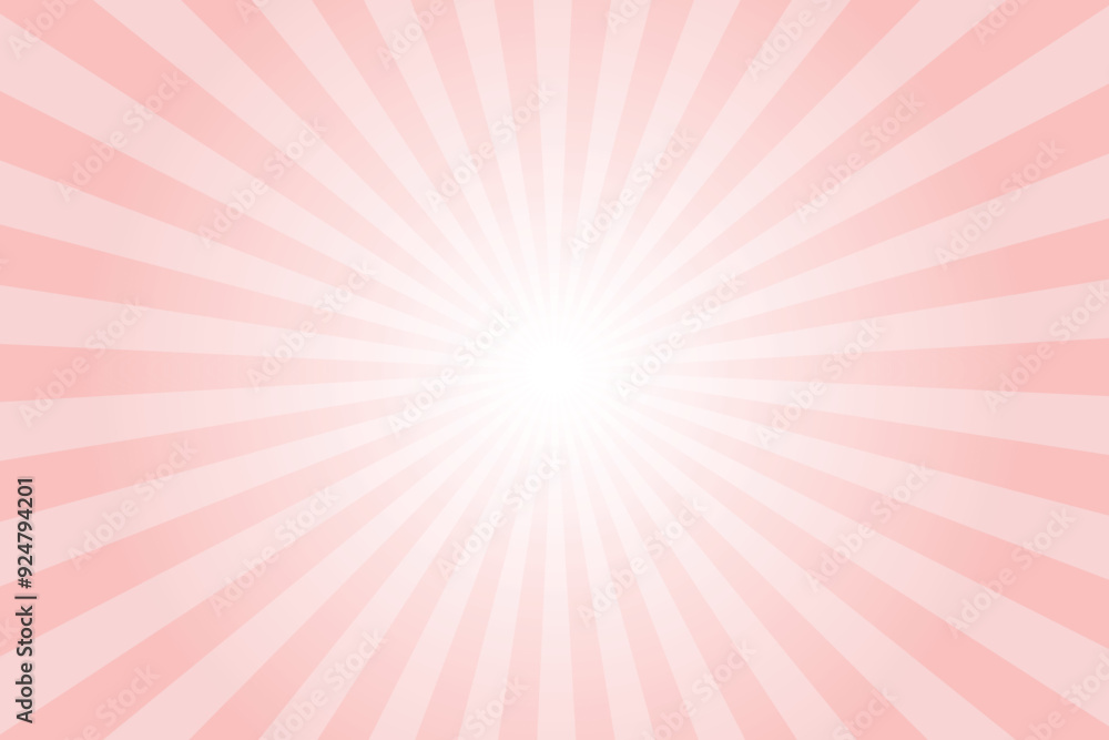 Pink background with white sun ray. Pattern of starburst. Abstract Spanish pink texture with light of sunburst. Radial beam of sunlight. Retro background with flash. Design of sunbeams. Vector. Pink background with white sun ray. Pattern of starburst. Abstract Spanish pink texture with light of sunburst. Radial beam of sunlight. Retro background with flash. Design of sunbeams. Vector.