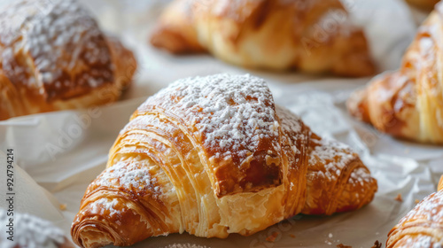 Freshly Baked Croissants With Powdered Sugar