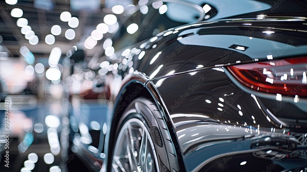 close-up of a car exterior display dealership, sleek shiny finish detailed view of the bodywork close-up of a car exterior display dealership, sleek shiny finish detailed view of the bodywork