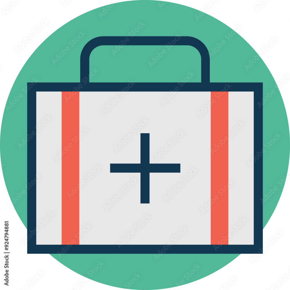 Fototapeta premium First-Aid Kit vector icon in rounded style
