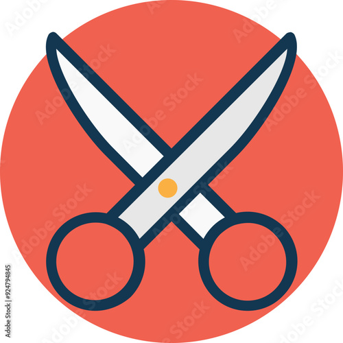 Scissor vector icon in rounded style 